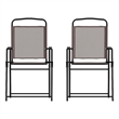 Flash Furniture Mystic Metal Patio Sling Chairs with Armrest in Brown (Set of 2)