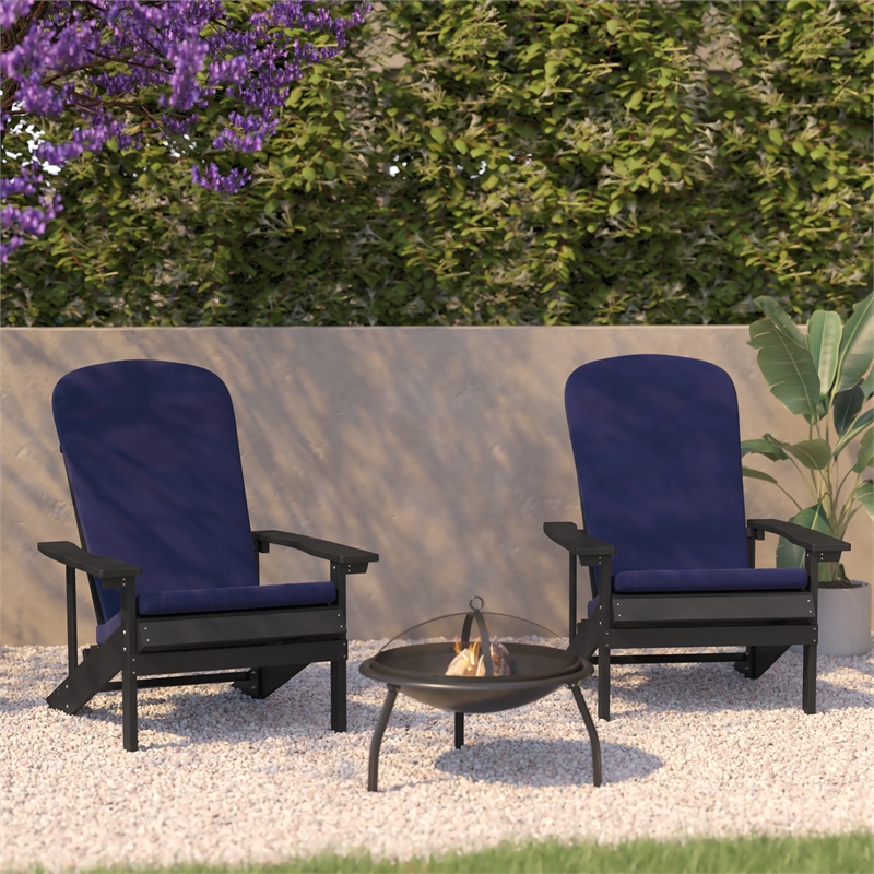 Flash Furniture Charlestown Fabric Adirondack Chairs in Gray/Blue (Set of 2)