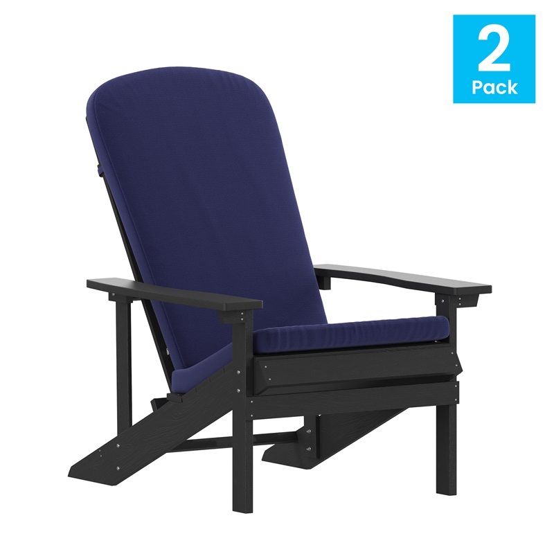Flash Furniture Charlestown Fabric Adirondack Chairs in Gray/Blue (Set of 2)