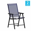 Flash Furniture Paladin Metal Folding Patio Sling Chair in Navy (Set of2)