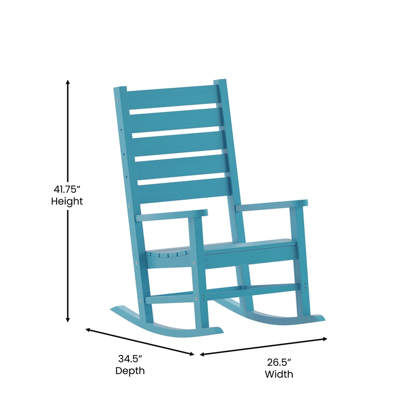 Flash Furniture Manchester Outdoor Plastic Adirondack Rocking Chair in Blue