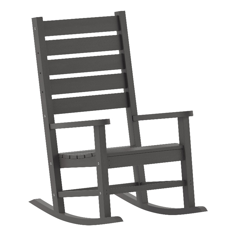 Flash Furniture Manchester Outdoor Plastic Adirondack Rocking Chair in Gray