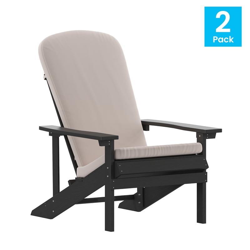 Flash Furniture Charlestown Plastic Adirondack Chairs in Slate Cream (Set of 2)