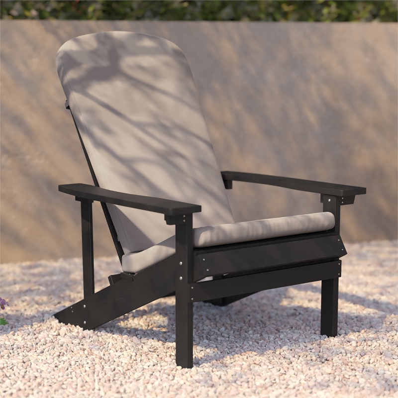 Flash Furniture Charlestown Plastic Adirondack Chairs in Slate Cream (Set of 2)