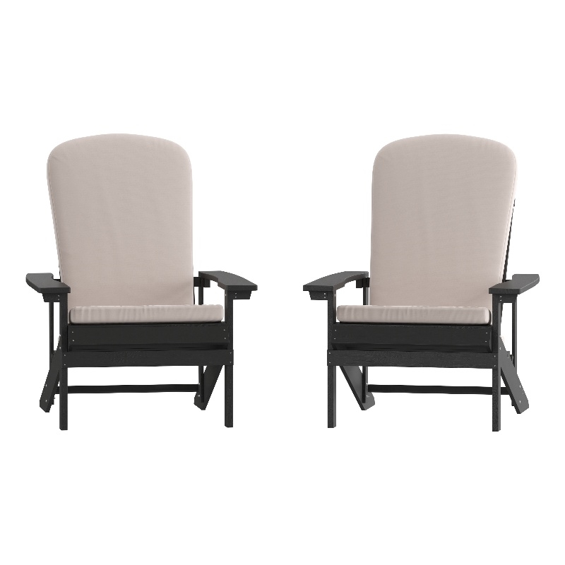 Flash Furniture Charlestown Plastic Adirondack Chairs in Slate Cream (Set of 2)