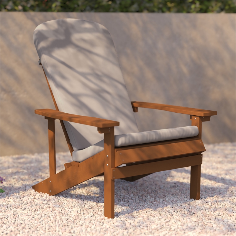 Flash Furniture Charlestown Plastic Adirondack Chairs in Teak/Cream (Set of 2)