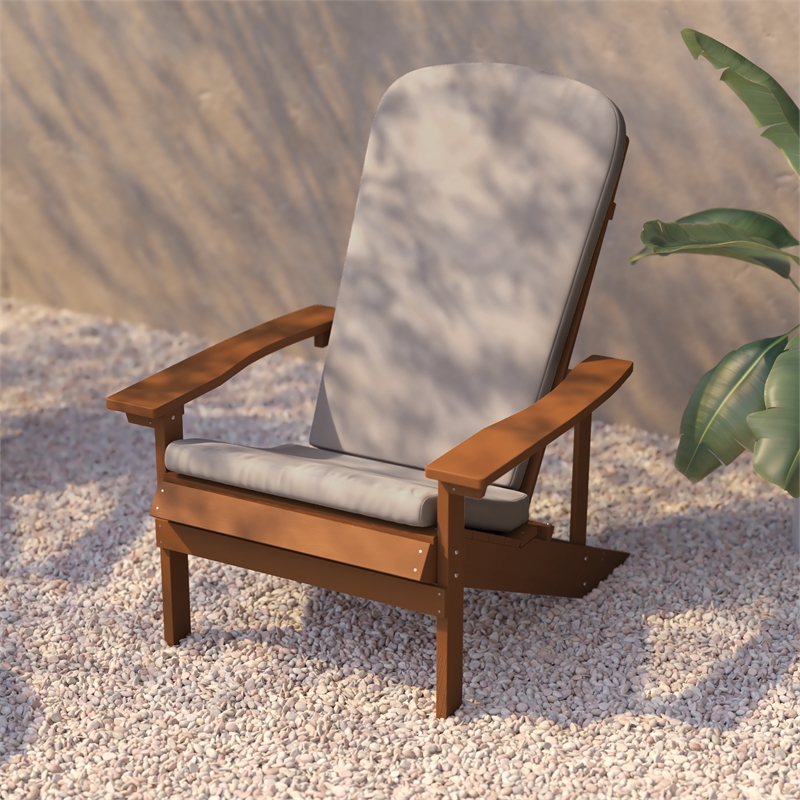 Flash Furniture Charlestown Plastic Adirondack Chairs in Teak/Cream (Set of 2)