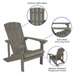 Flash Furniture Charlestown Plastic Adirondack Chairs in Gray (Set of 2)