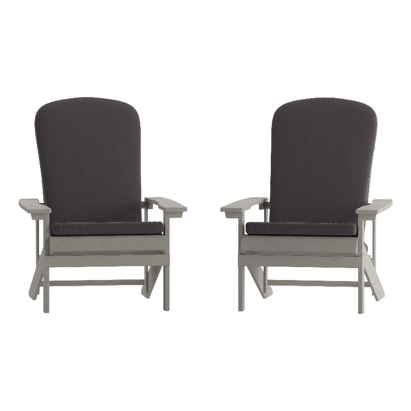 Flash Furniture Charlestown Plastic Adirondack Chairs in Gray (Set of 2)