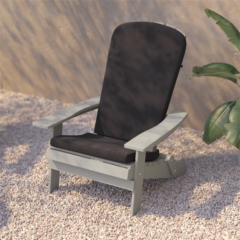 Flash Furniture Charlestown Plastic Folding Adirondack Chairs in Gray (Set of 2)