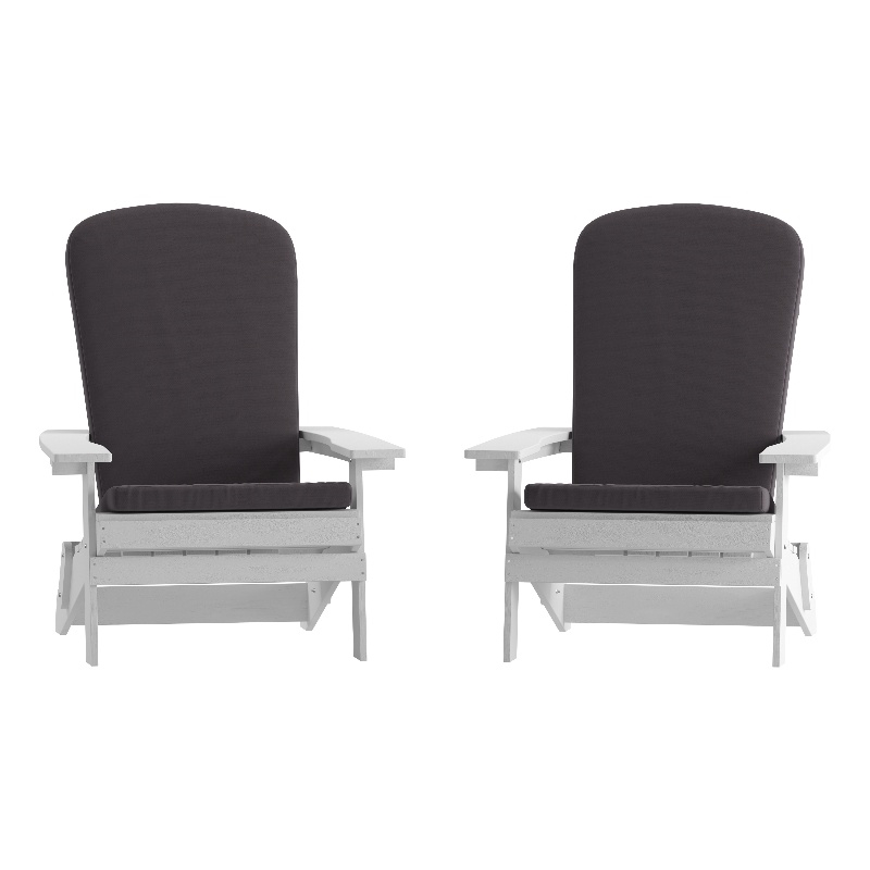 Flash Furniture Charlestown Plastic Adirondack Chairs in Gray/White (Set of 2)
