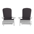 Flash Furniture Charlestown Plastic Adirondack Chairs in Gray/White (Set of 2)