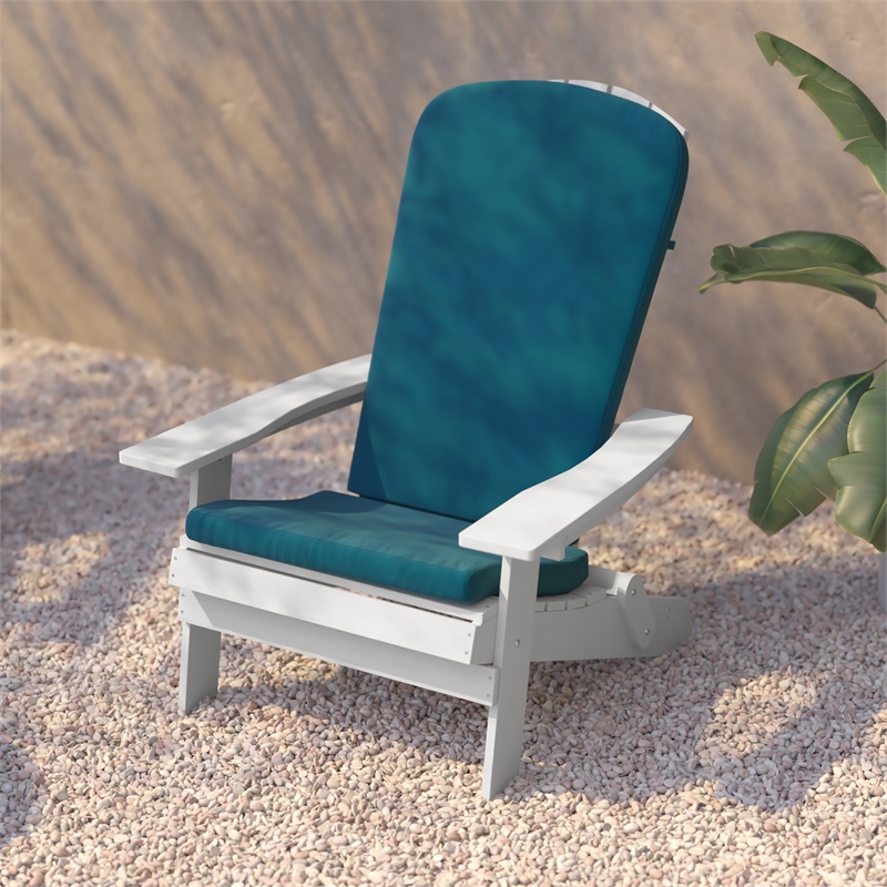 Flash Furniture Charlestown Plastic Adirondack Chairs in White/Teal (Set of 2)