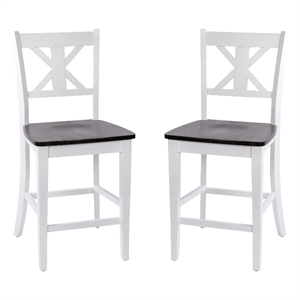 Flash Furniture Gwendolyn 24&quot Wood Counter Stool in White (Set of 2)