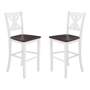Flash Furniture Gwendolyn 29&quot Wood Bar Stool in Antique White Wash (Set of 2)