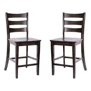 Flash Furniture Liesel 24&quot Wood Counter Stool in Gray Wash Walnut (Set of 2)