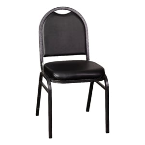 Flash Furniture Hercules Series Vinyl Stacking Banquet Chair in Black/Silver