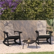 Flash Furniture Savannah Plastic Adirondack Chairs in Black/Cream (Set of 2)