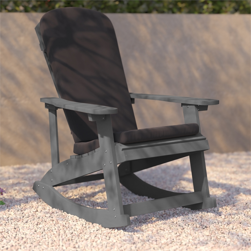 Flash Furniture Savannah Plastic Rocking Adirondack Chairs in Gray (Set of 2)