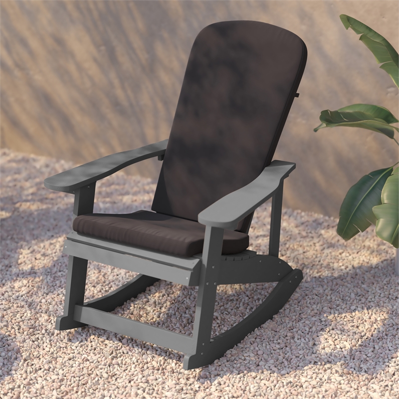 Flash Furniture Savannah Plastic Rocking Adirondack Chairs in Gray (Set of 2)