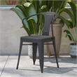 Flash Furniture Helvey Metal Patio Chair with Polyresin Seat in Black (Set of 2)