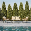 Flash Furniture Hensley 4-Piece Rattan Patio Seating Set in Natural/Cream