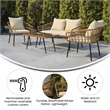 Flash Furniture Hensley 4-Piece Rattan Patio Seating Set in Natural/Cream