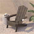 Flash Furniture Newport Plastic Adirondack Chair w/ Swiveling Cupholder in Brown