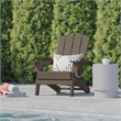 Flash Furniture Newport Plastic Adirondack Chair w/ Swiveling Cupholder in Brown