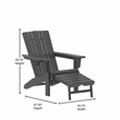 Flash Furniture Halifax Plastic Adirondack Chair with Pullout Ottoman in Gray