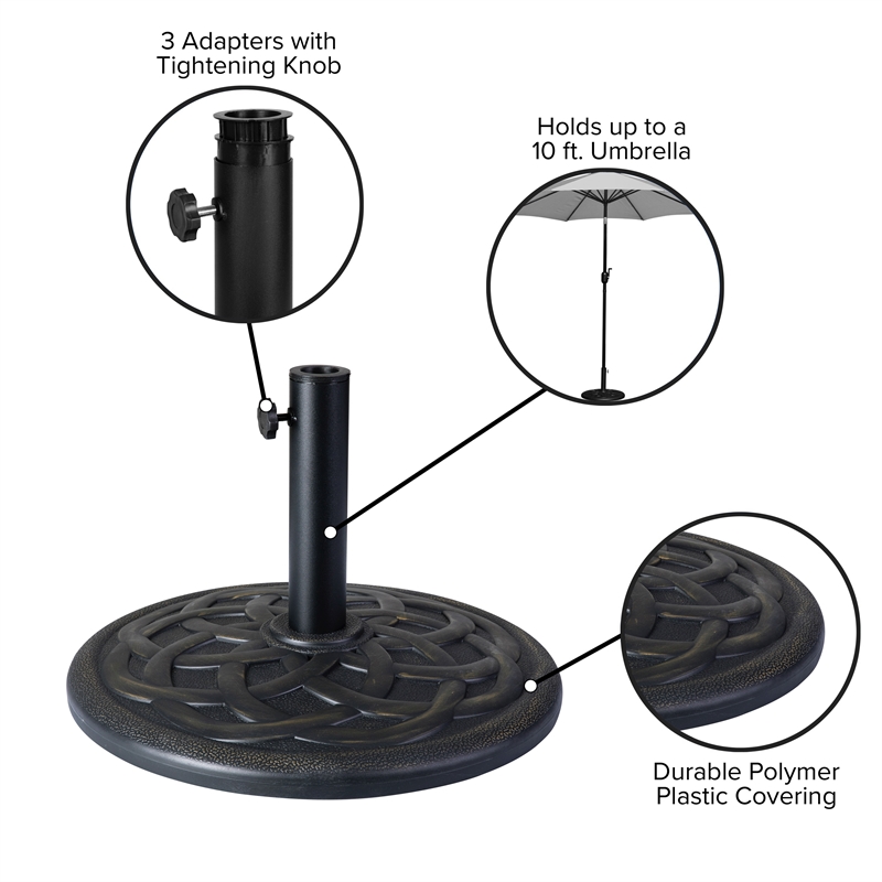 Flash Furniture Kona Universal Stone Patio Umbrella Base in Bronze