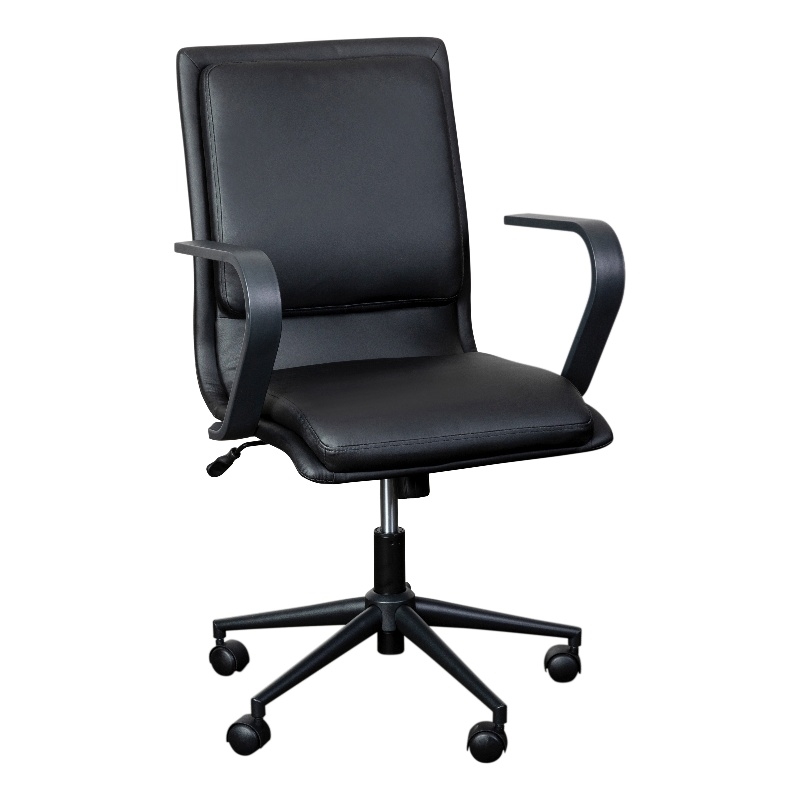 Flash Furniture James Faux Leather Swivel Office Chair in Black/Black