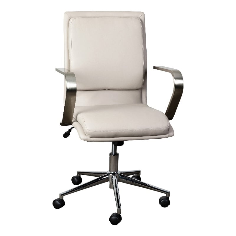 Flash Furniture James Faux Leather Swivel Office Chair in Taupe Beige/Chrome