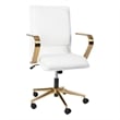 Flash Furniture James Faux Leather Swivel Office Chair in White/Gold