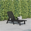 Flash Furniture Newport Plastic Outdoor Lounge Chair with Cup Holder in Black