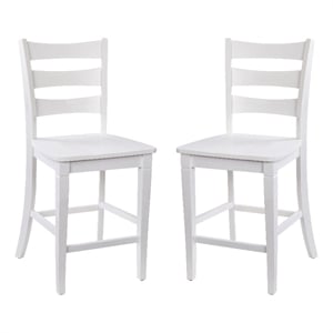 Flash Furniture Liesel 24&quot Wood Counter Height Stool in White (Set of 2)