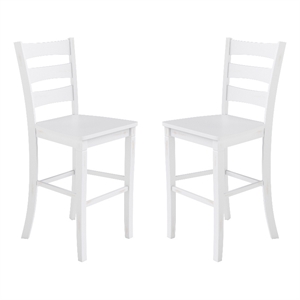 Flash Furniture Liesel 29&quot Wood Bar Height Stool in White (Set of 2)