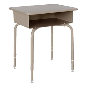 Flash Furniture Billie Metal Student Desk with Book Box in Granite Gray/Silver