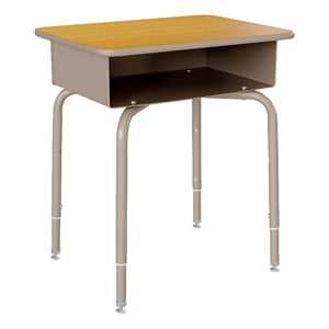 Flash Furniture Billie Metal Student Desk with Desktop/Book Box in Maple/Silver