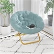 Flash Furniture Gwen XL Fabric Folding Saucer Chair in Dusty Aqua Blue/Soft Gold