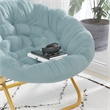 Flash Furniture Gwen XL Fabric Folding Saucer Chair in Dusty Aqua Blue/Soft Gold