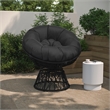Flash Furniture Wicker / Rattan Swivel Patio Lounge Chair in Black