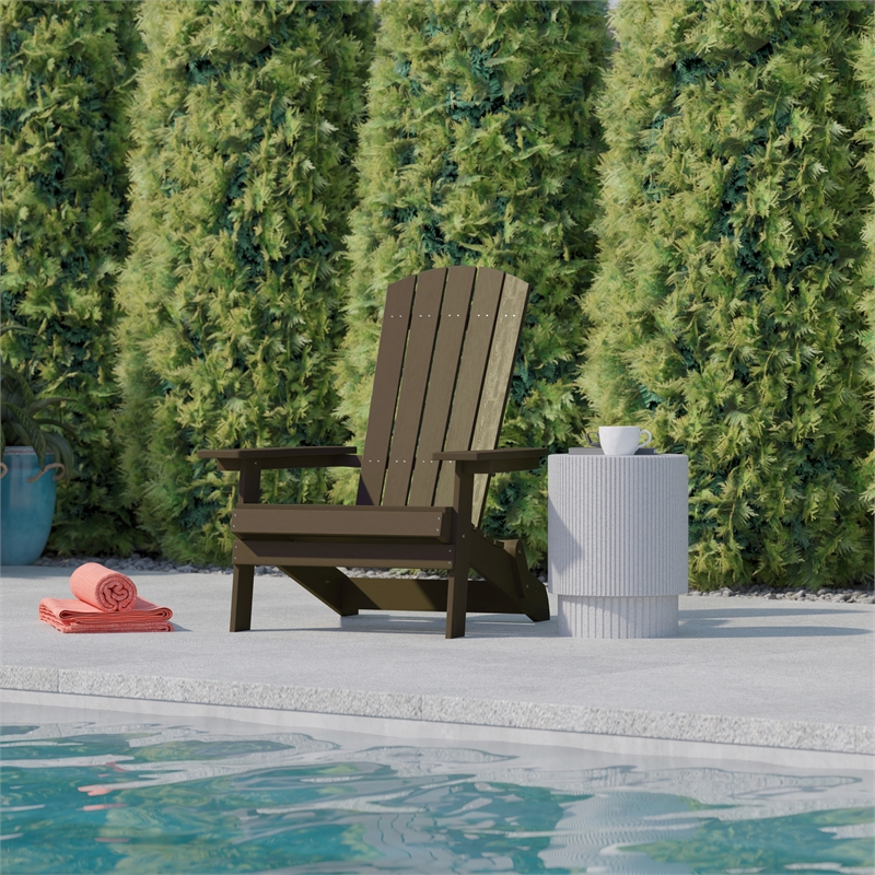 Flash Furniture Charlestown Plastic Folding Adirondack Chair in Mahogany