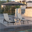Flash Furniture Brazos Metal Chaise Lounge Chair with Arms in Gray/Black