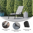 Flash Furniture Brazos Metal Chaise Lounge Chair with Arms in Gray/Black