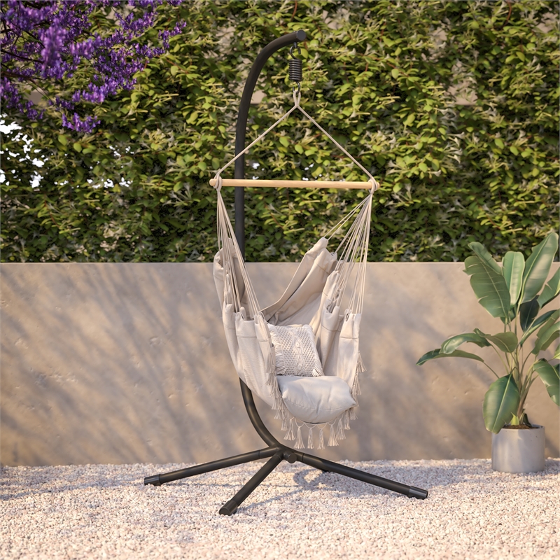 Flash Furniture Harvo Metal Hanging Chair C Stand w/ Included Hardware in Black