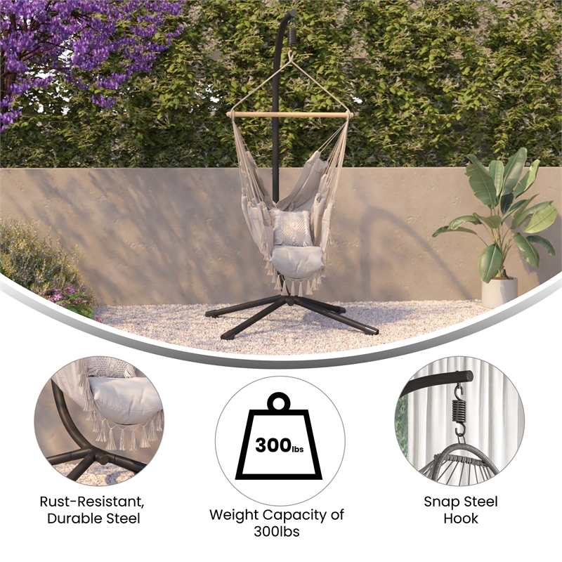 Flash Furniture Harvo Metal Hanging Chair C Stand w/ Included Hardware in Black