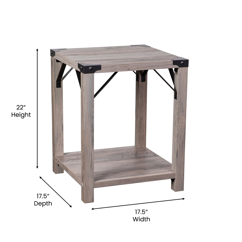 Flash Furniture Wyatt 2-Tier Engineered Wood Side Table in Gray Wash