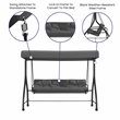 Flash Furniture Tellis 3-Seat Metal Patio Swing & Bed Canopy Hammock in Gray