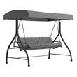 Flash Furniture Tellis 3-Seat Metal Patio Swing & Bed Canopy Hammock in Gray